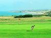 Frankrijk Noordfrankrijk Golfbaan Wimereux Green Hole7 Golfer Kust